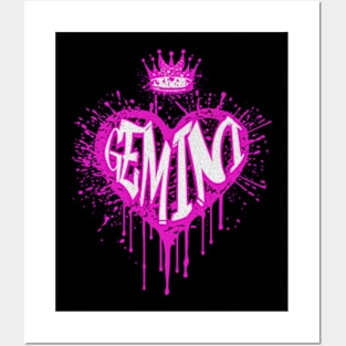 Gemini Airbrush Graffiti Heart Zodiac Sign Birthday Astrology Posters and Art